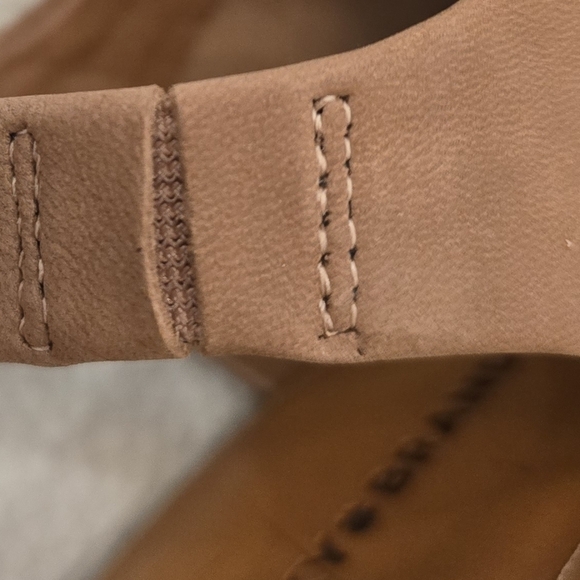 Lucky Brand RHAZY Tan Warm Brown Peep-Toe Slingback Heels Sandals Mules Size 9.5 - Picture 9 of 11